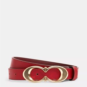 Coach Red with gold buckle signature belt. Size Large.